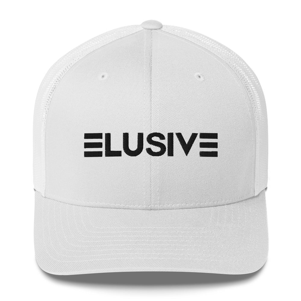 Elusive Black Letters Trucker Cap