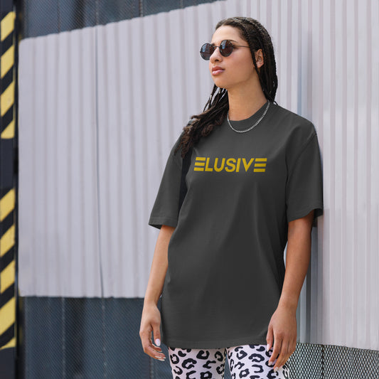 Oversized Elusive Black/Yellow Stitched faded t-shirt