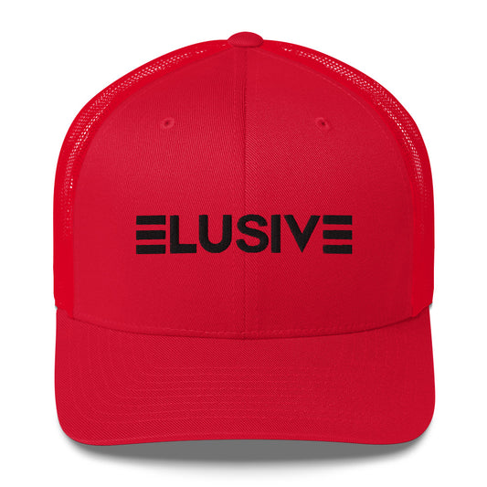 Elusive Black Letters Trucker Cap